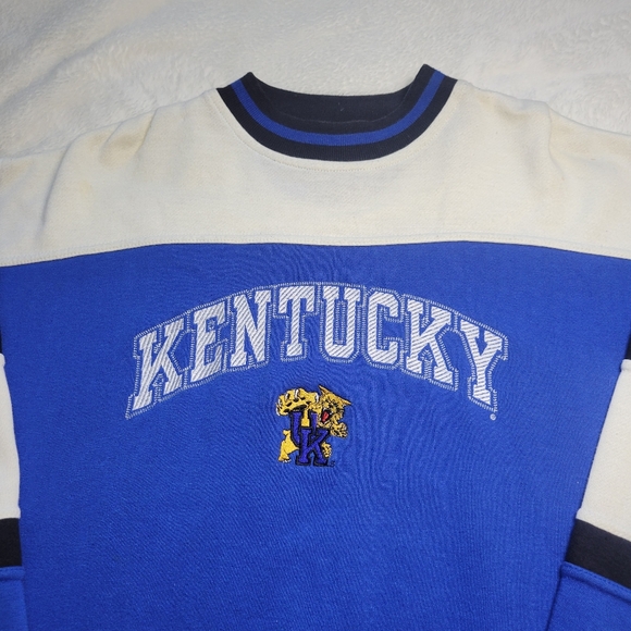 VTG University Of Kentucky Wildcats Crewneck Spellout Large Blue Stripe NCAA - Picture 2 of 8